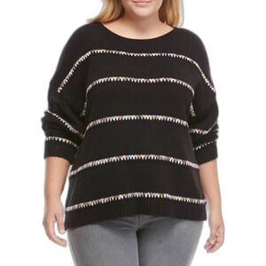 NWT New Direction Rainbow Tape Stripe Oversized Sweater Size M